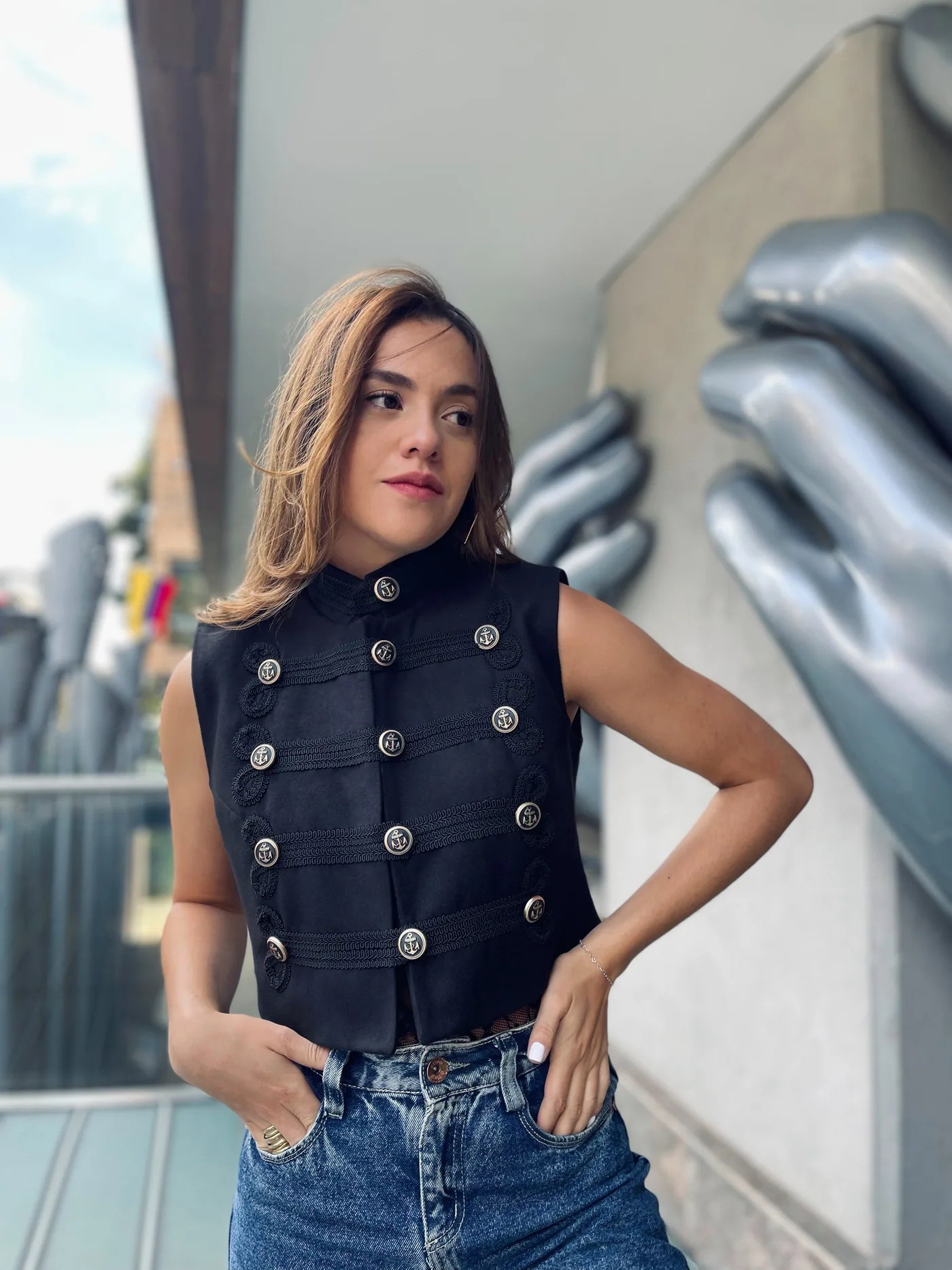 Chaleco Militar en negro, foto 1