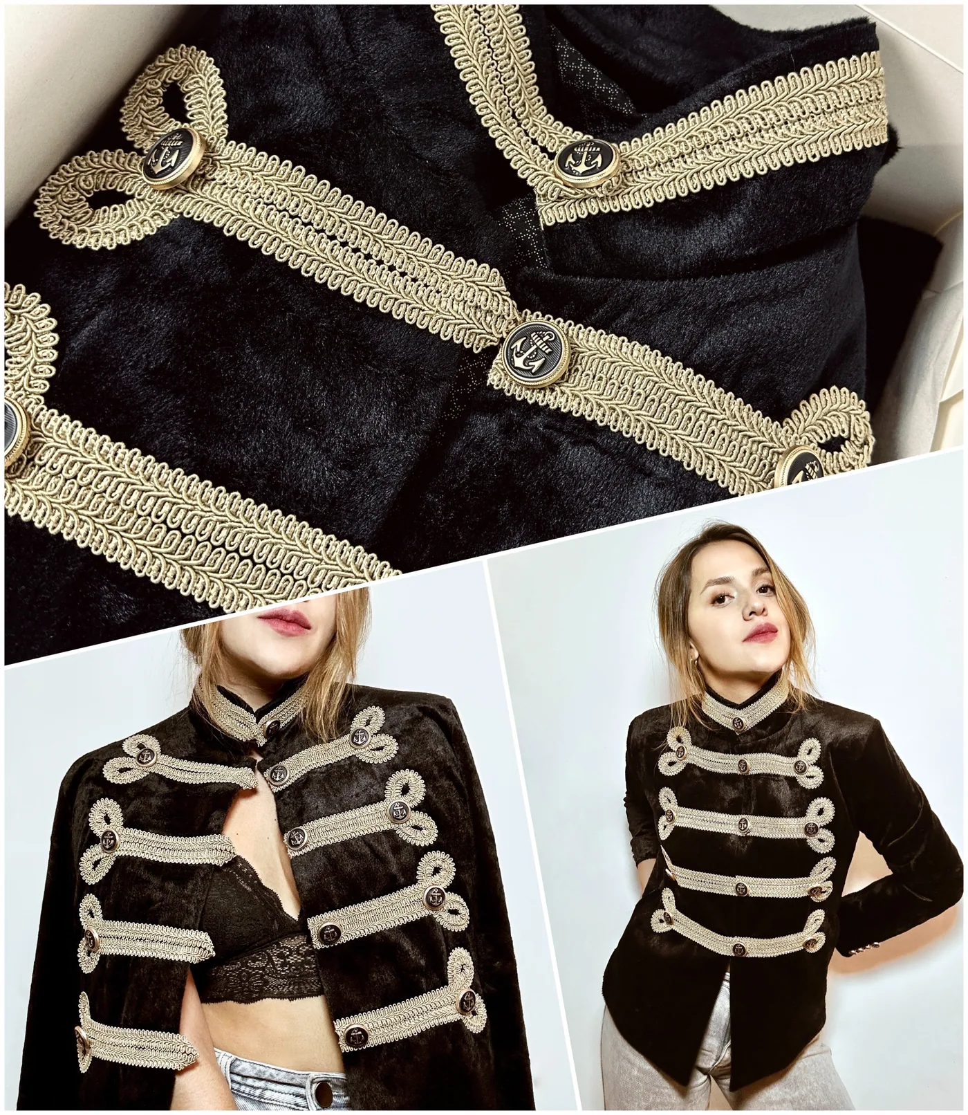 Chaqueta Militar en negro y beige, foto 1